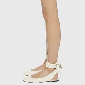 miss left Women Comfortable Rounded Closed Toe Ballet Flats Lace Up Strappy